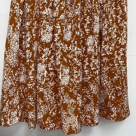 Lapis by Anthropologie Brown White Floral Cotton Blend A-line Dress Size Small - Picture 9 of 14